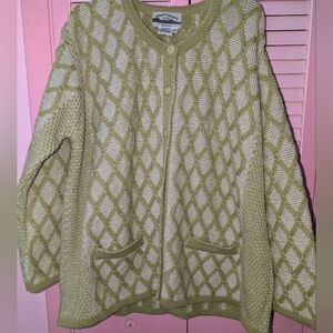 Vintage Aran Crafts 100% Merino Wool Women's Cardigan Sweater